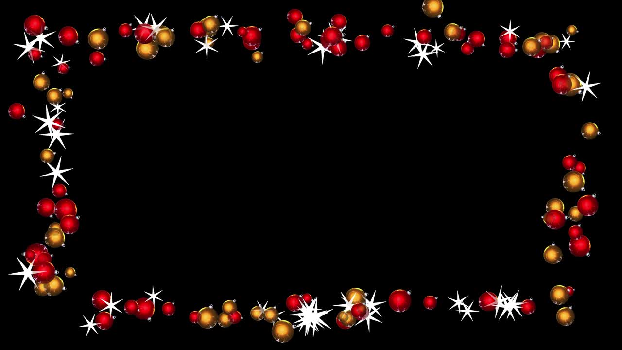 애니메이션 크리스마스 공과 별을 가진 크리스마스 프레임, 원활한 루프, 알파 채널 스 비디오