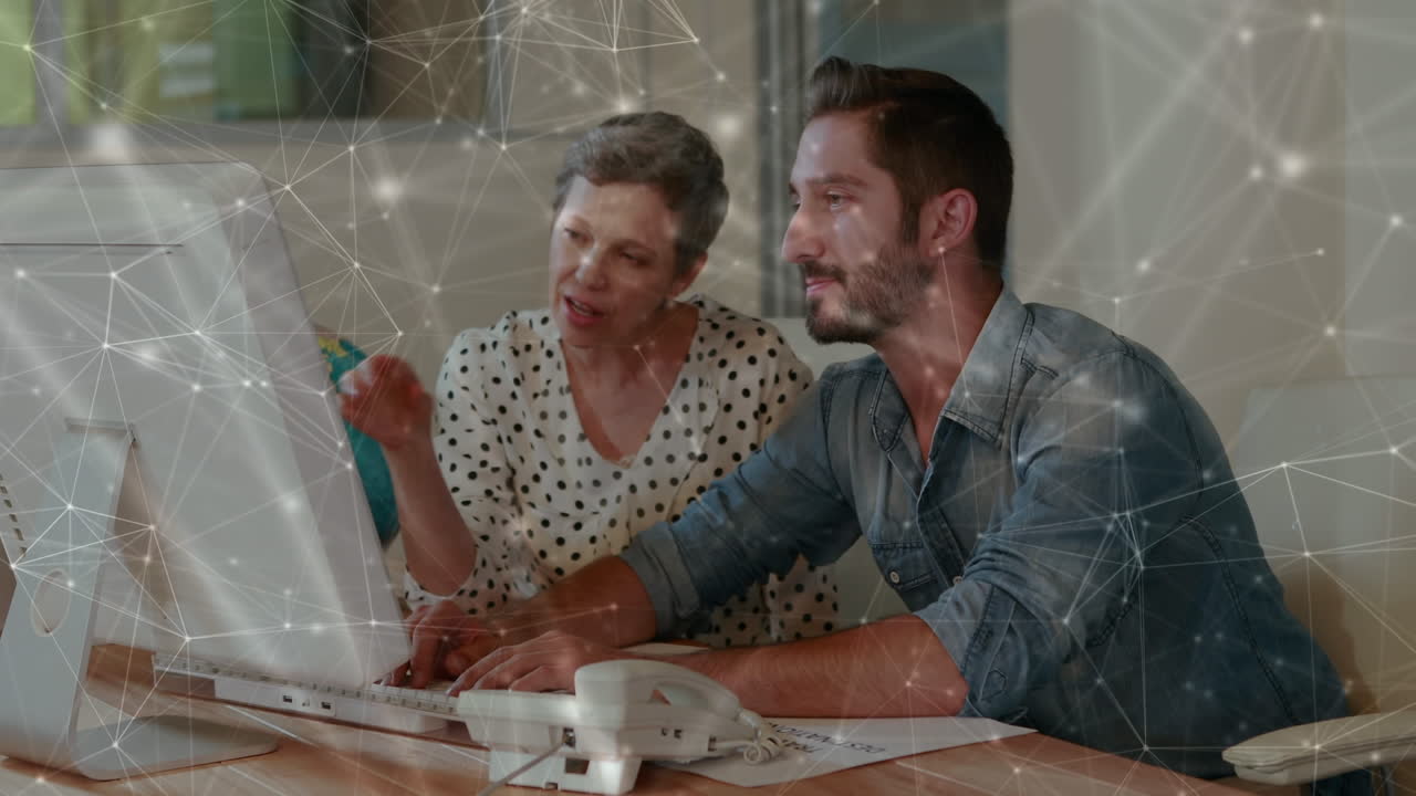 анимация сети связей между различными деловыми людьми