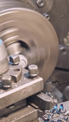 cutting steel metal shaft processing on lathe machine