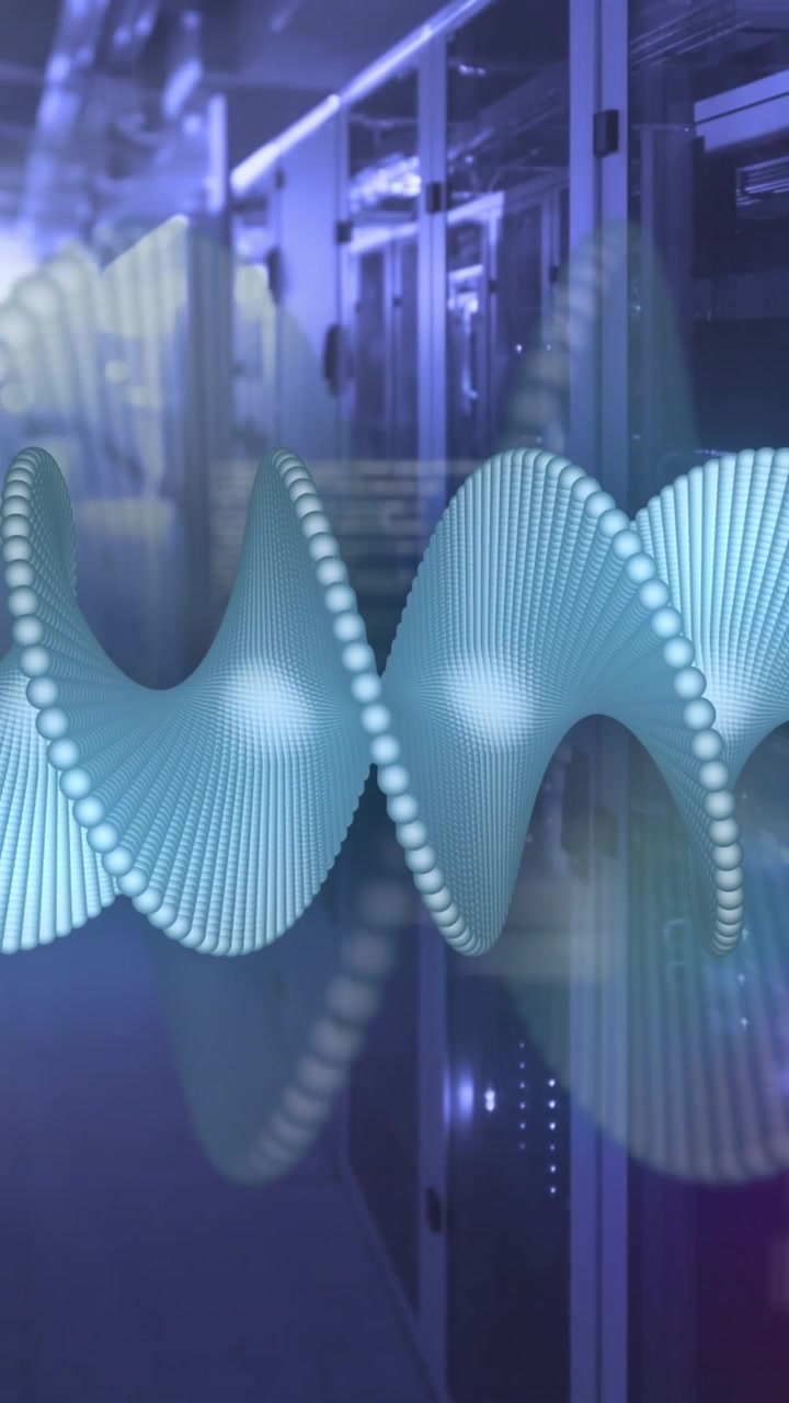 Animation of dna strand and data processing over server room