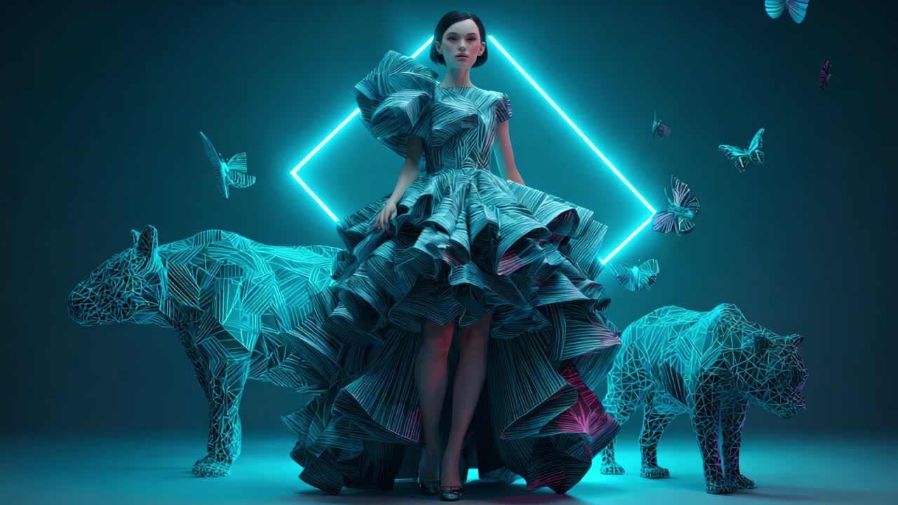 Futuristic Fashion with Neon and Animals