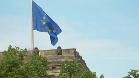 the european flag waving in slow motion