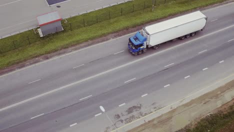 aerial view of truck on the road