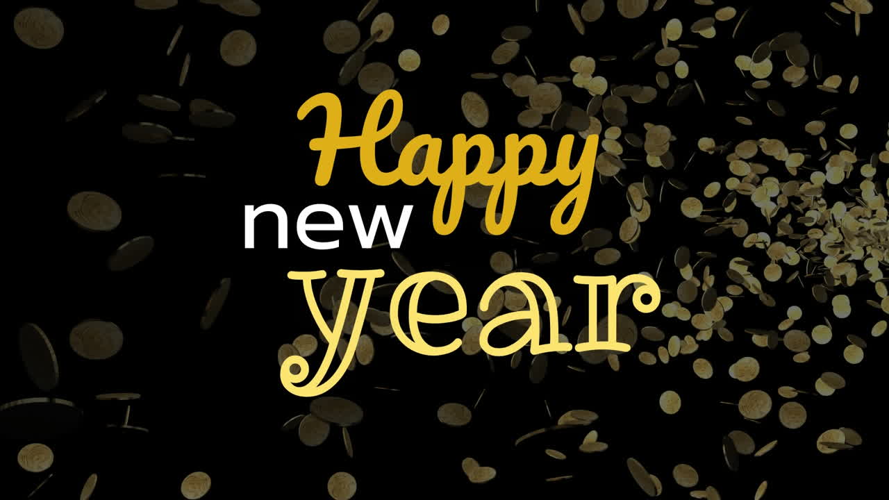 Insegna Buon Anno Nuovo su sfondo glitterato 4k