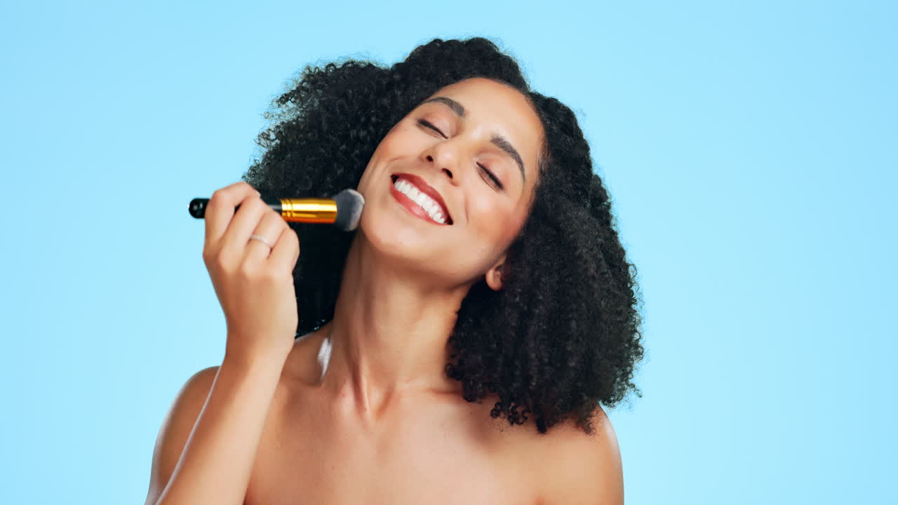 Makeup, beauty and woman brush face
