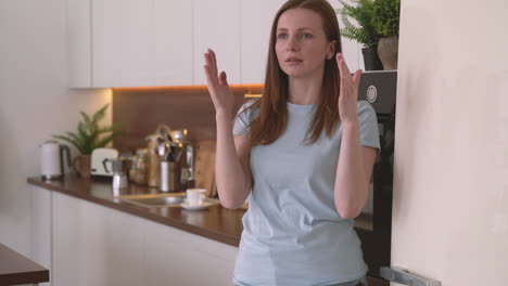 a woman argues with someone heatedly 1