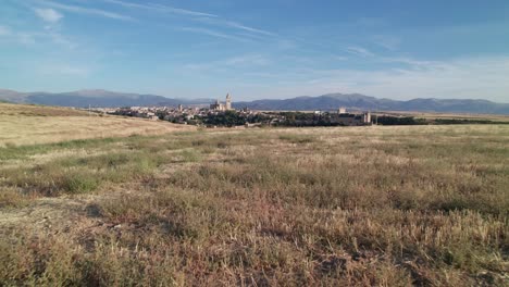 Historic-cultural-city-Segovia,-Spain-at-the-distance