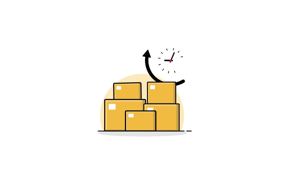 Animation of 24-Hour Delivery Service with Stacking Boxes