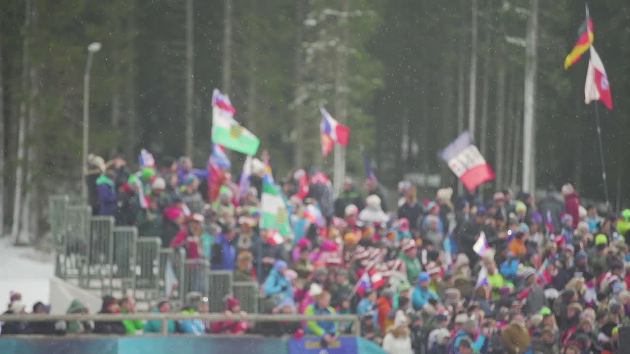 Biathlon Crowd and Flags
