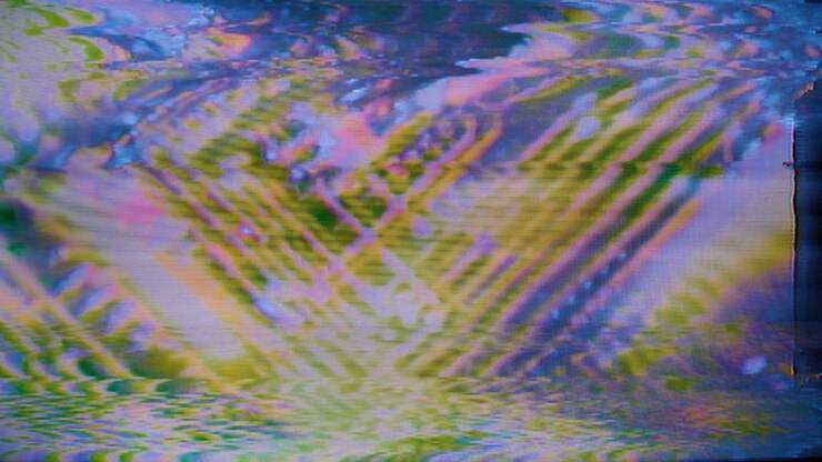 Texture di circuito stampato con rumore statico di glitch analogico. Animazione