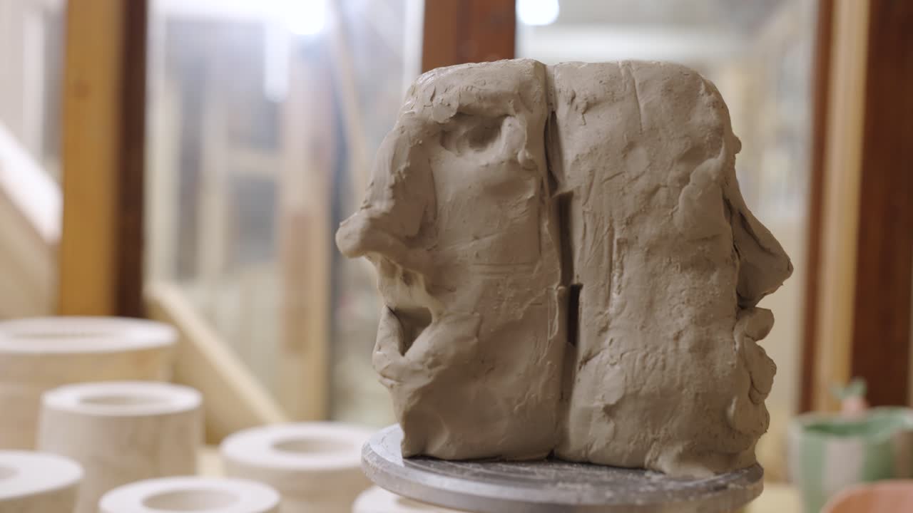 Clay Sculpture in Studio