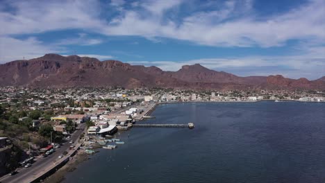 aerial shot on the shore of the port