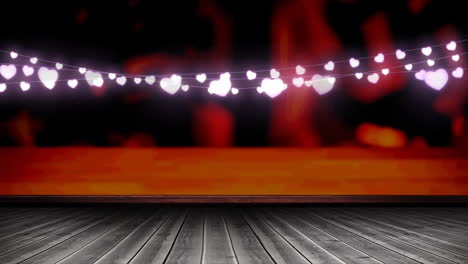 animación de luces de hadas sobre tablas de madera