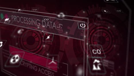 animación de procesamiento de datos e iconos de ecología sobre el escaneo de alcance