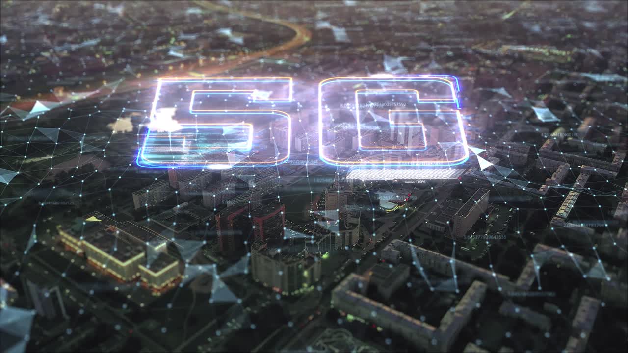 5G Network over a City at Night