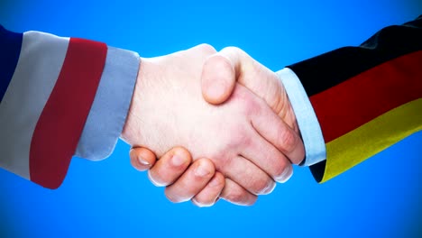 france - germany  / handshake concept animation about countries and politics / with matte channel