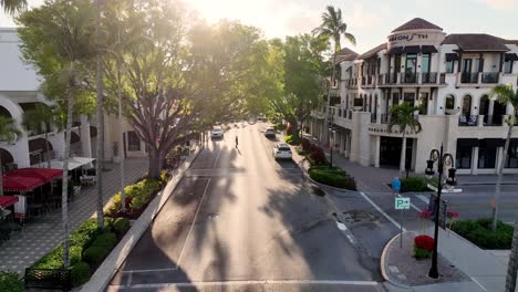 low aerial push in to the shopping district in naples florida, boutique shopping in florida