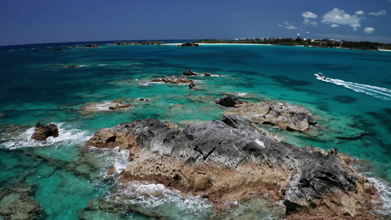 Aerial of Bermuda Reefs and waters