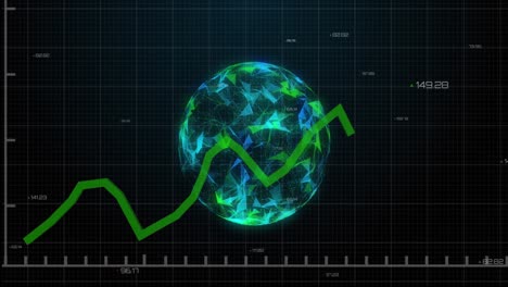 gráfico verde que se mueve sobre el globo de las redes de plexo contra un fondo negro