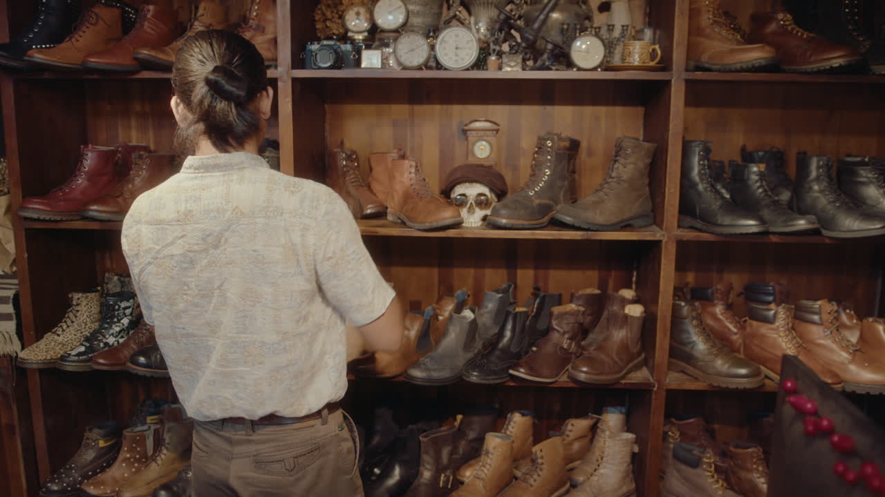 Man Working in Antiques Shop