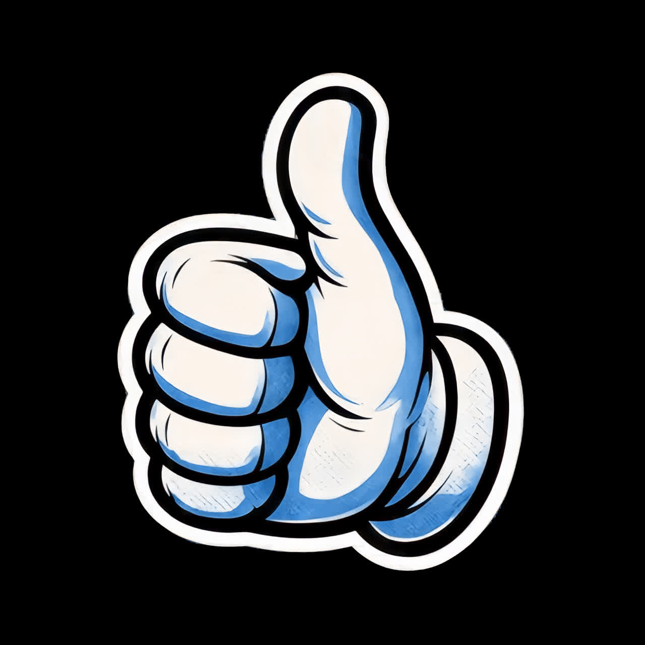 Animated Cartoon Thumbs Up Hand Gesture Pulsing on Black Background