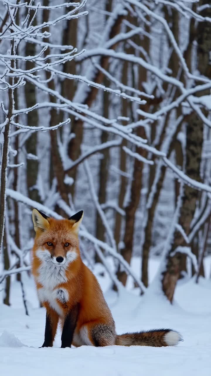 Red Fox in a Snowy Forest