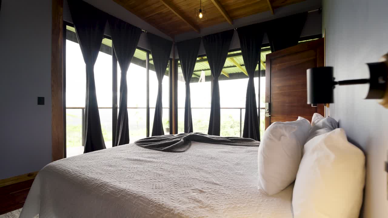 Cozy Bedroom Interior with Large Windows