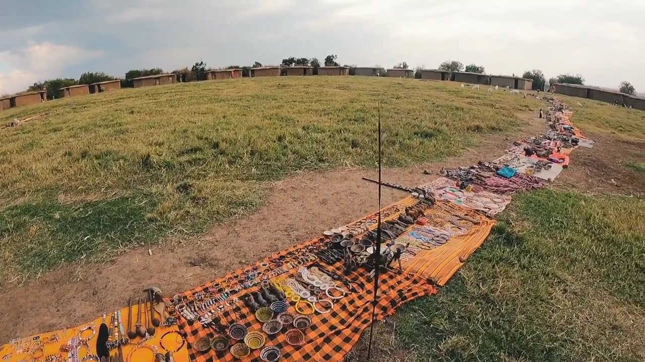 Vista geral de uma aldeia Maasai na Reserva Nacional Masai Mara