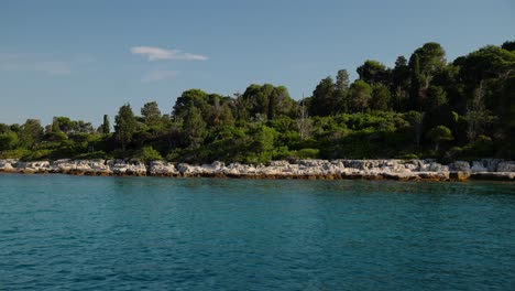 View-from-the-ocean-of-the-historical-Roman-villa-site-at-Medulin,-Croatia