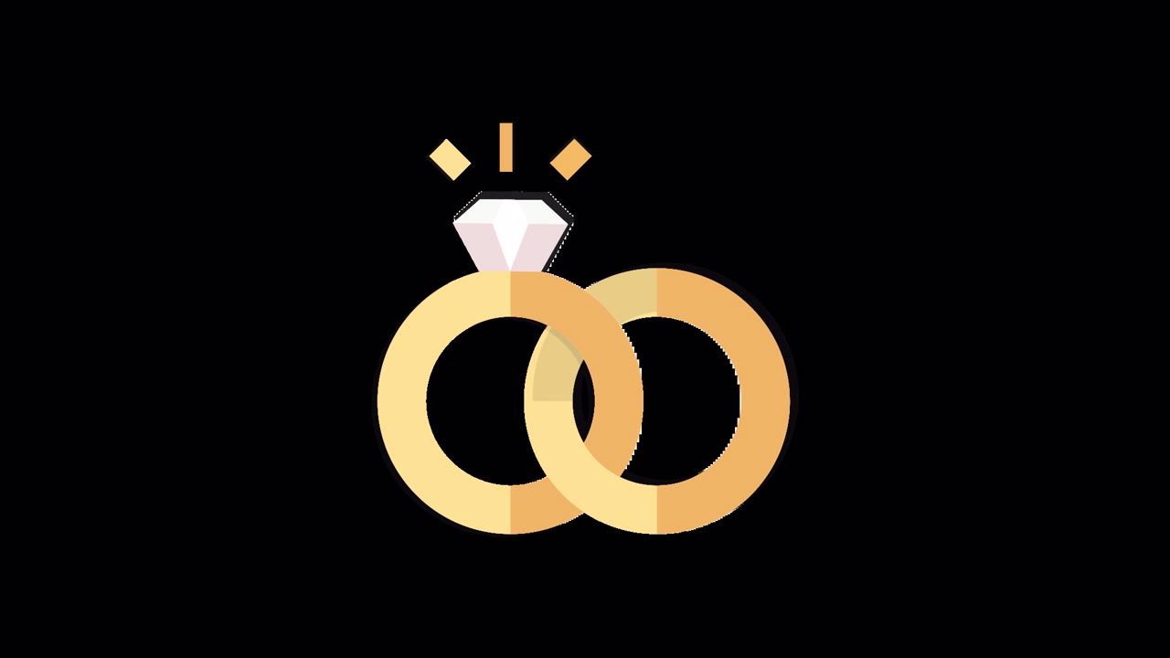 Animated Interlocking Wedding Rings with Sparkling Diamond