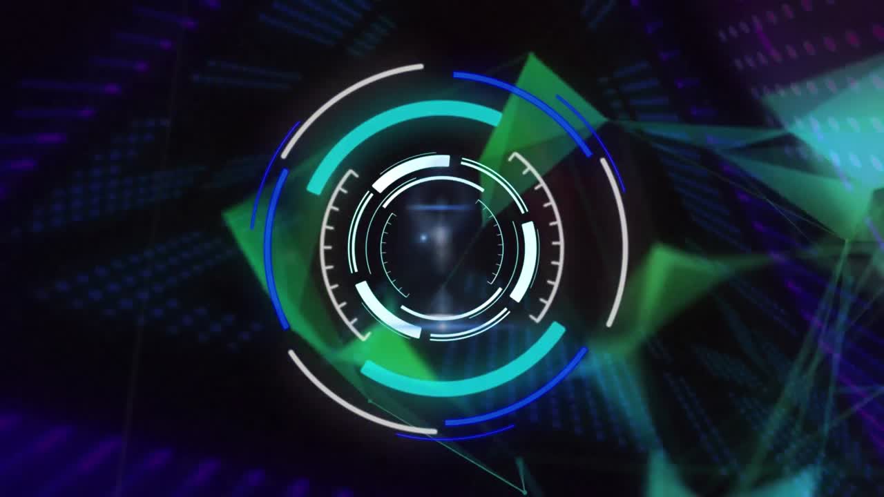 animación de la exploración del alcance sobre formas geométricas en movimiento sobre fondo negro