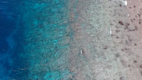 Toma-Aérea-Del-Mar-Azul-Profundo-A-La-Orilla