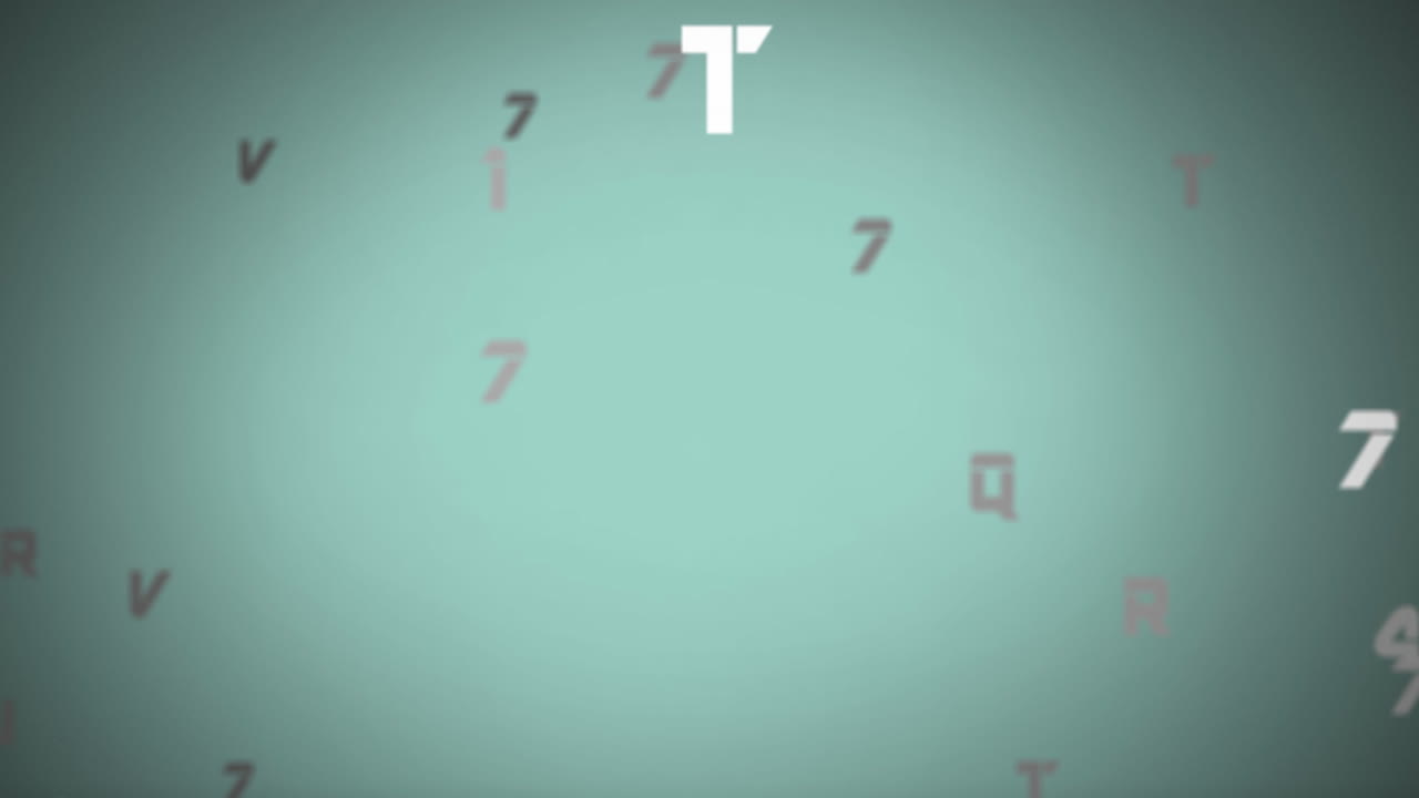 animación digital de números y alfabetos cambiantes flotando contra un fondo verde