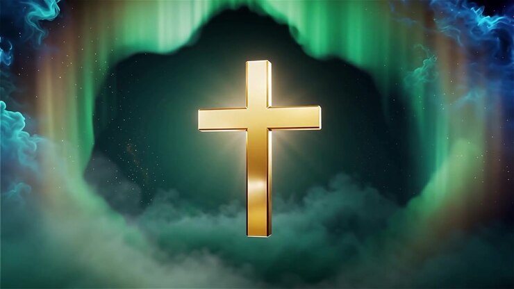 Christian Cross Heavenly Light Worship Background