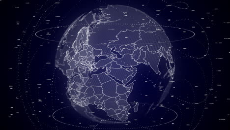 digital-globe-rotating,-zooming-in-on-Iraq-country