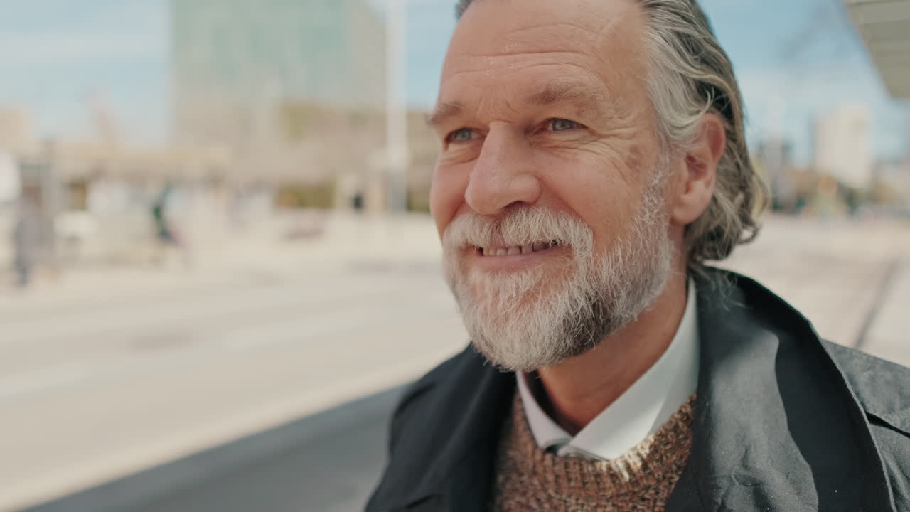 Happy Senior Man Smiling in the City