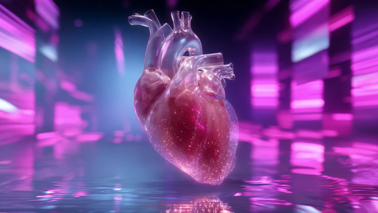 A Stunning Visualization of the Heart's Anatomy Captured in High-Definition Graphics with a Glowing, Ethereal Effect in a Vibrant Digital Environment, Highlighting the Complexity of Human Emotion
