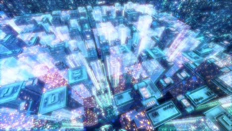 futuras ciudades inteligentes edificios de ciberespacio animación del paisaje