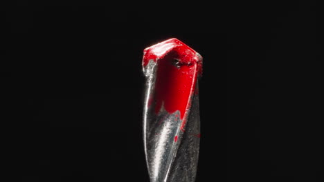 cobalt tip as pobedite alloy of concrete drill with red paint