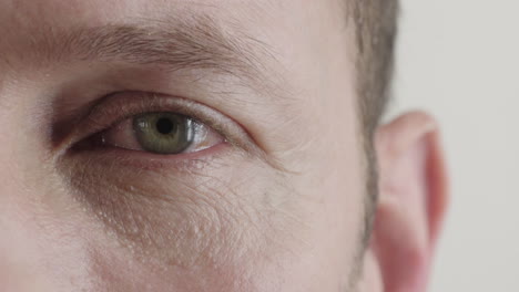 cerrar el ojo verde masculino mirando a la cámara mostrando el detalle del iris