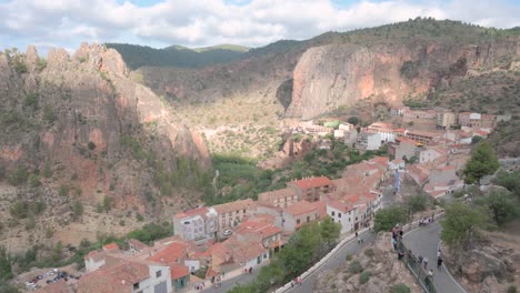 rural landscape of the village of ayna, albacete, with the mountain of los picarzos in the background, located in the middle of the sierra del segura