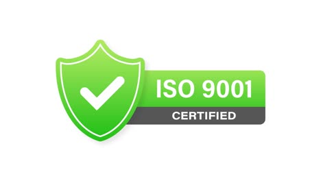 iso 9001 certified badge, icon. certification stamp. motion graphics.