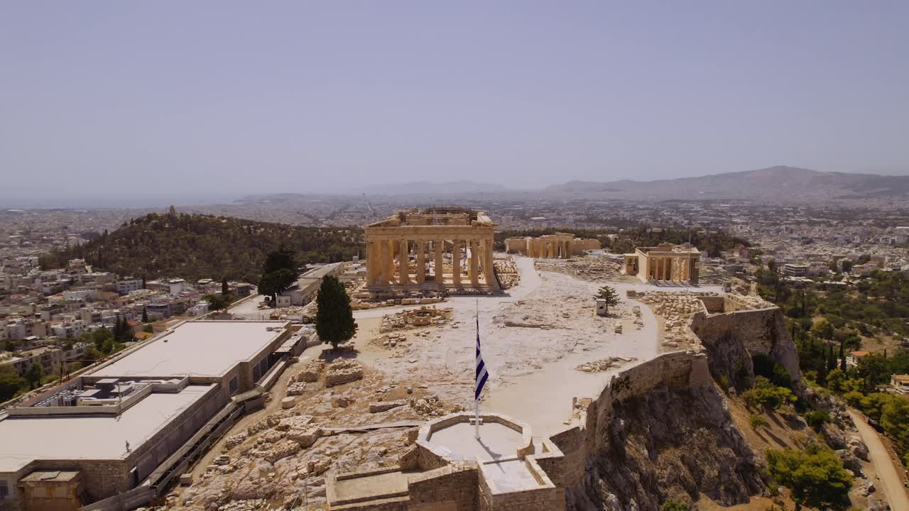 Panoramic views of the Acropolis in Athens, Greece, featuring the Parthenon and the cityscape