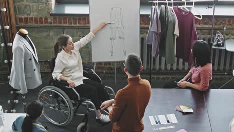 female fashion designer having meeting with her team