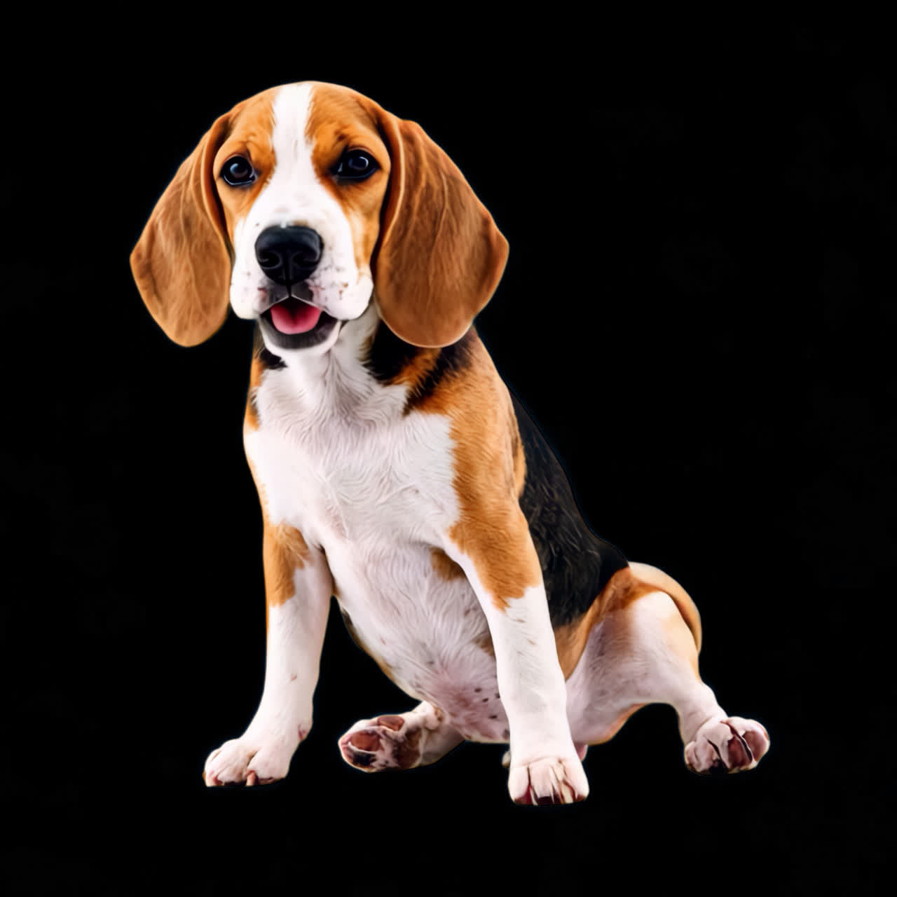 Animazione di un adorabile cucciolo di beagle isolata come risorsa, video 4K trasparente, canale alfa, ProRes