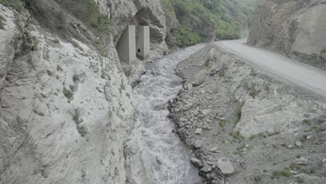 mountain river canyon with ancient ruins