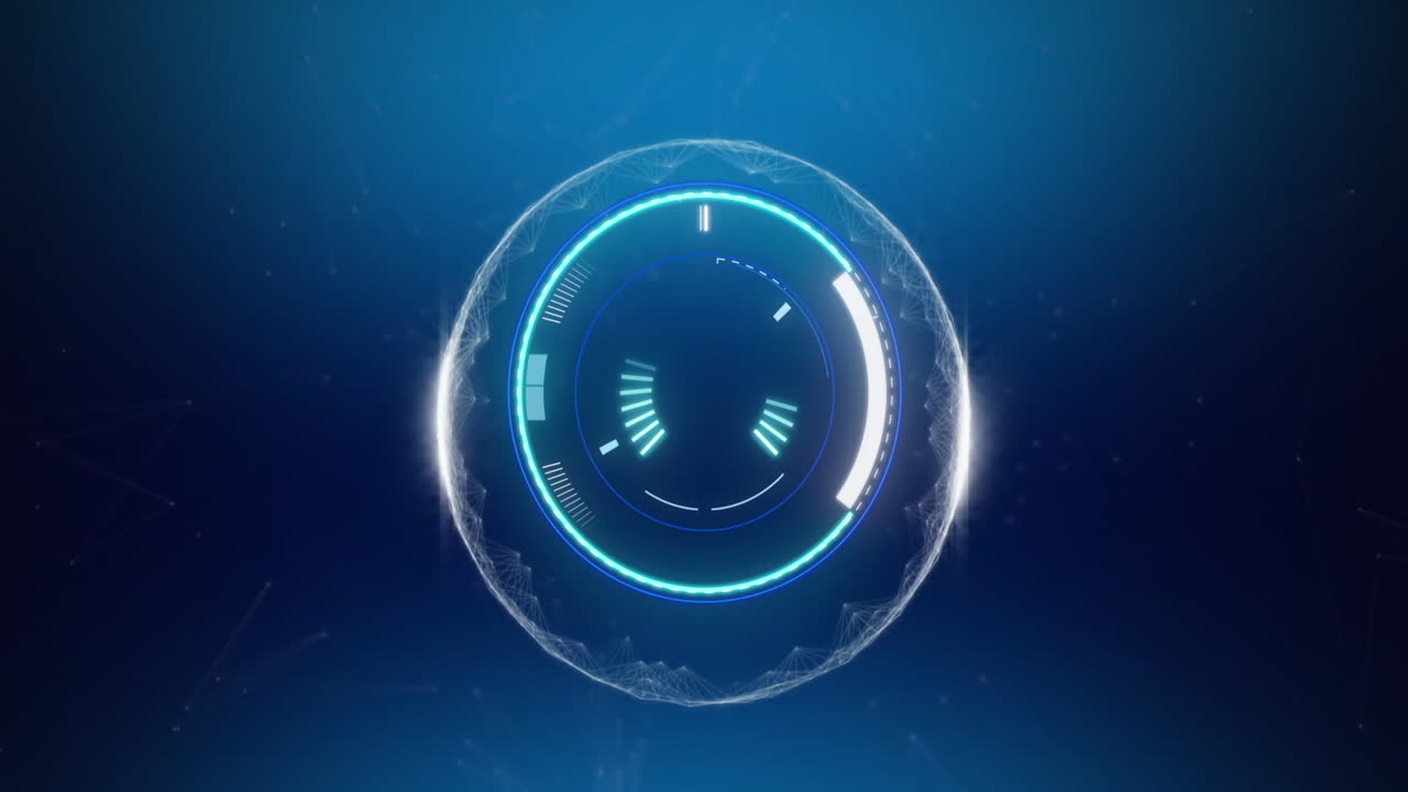 animación del escaneo del alcance y el procesamiento de datos sobre fondo azul