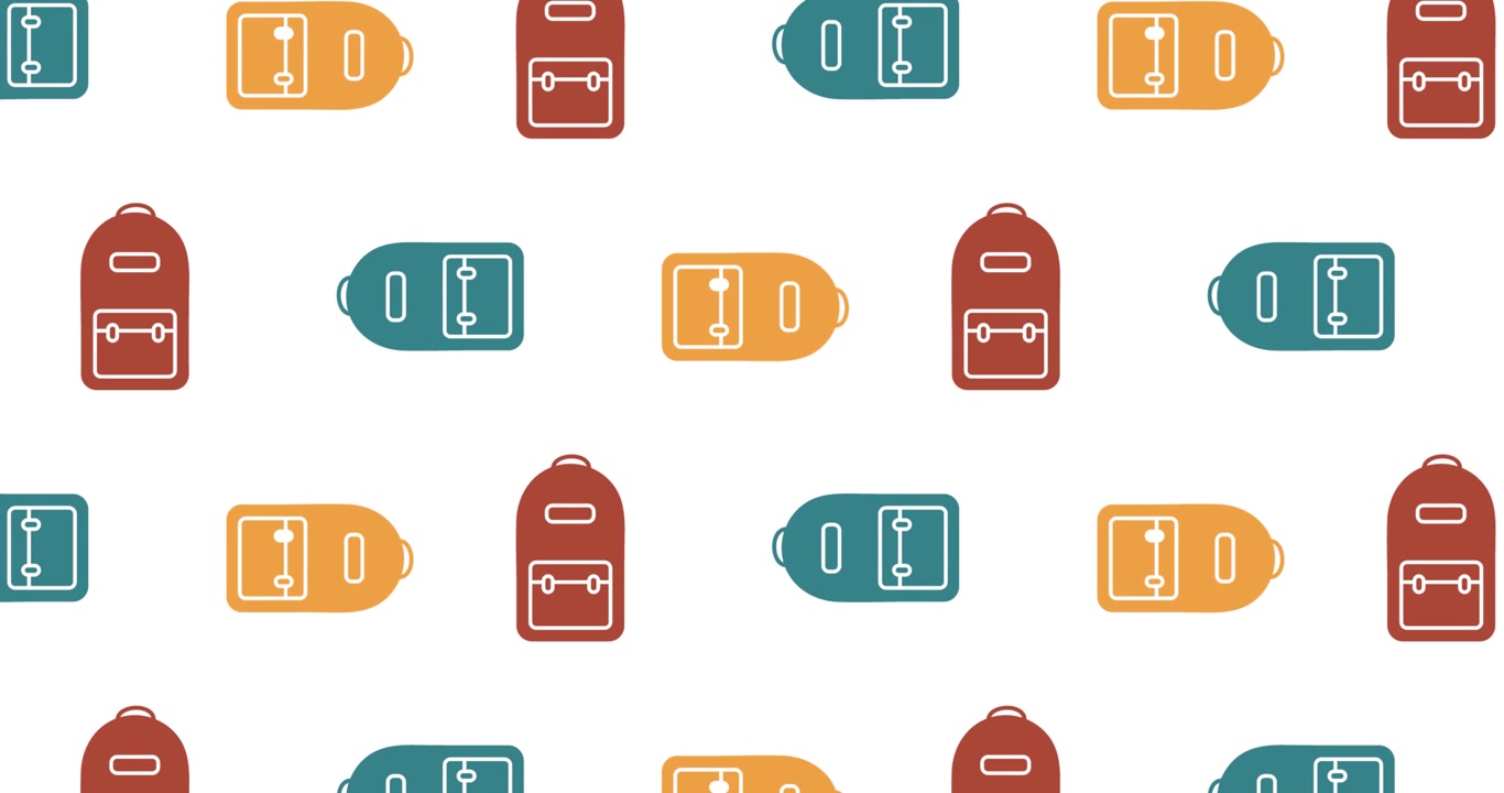 Animation of school items icons moving on white background