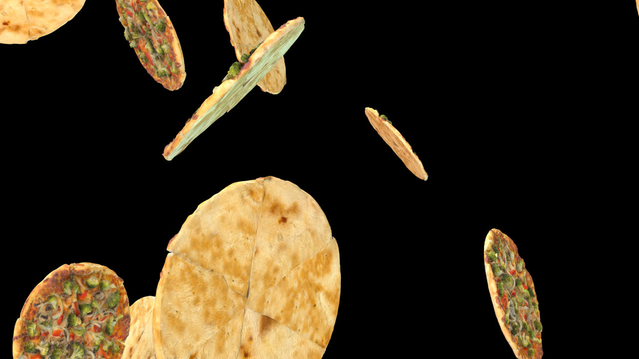 el fondo de las rebanadas de pizza voladoras con un canal alfa