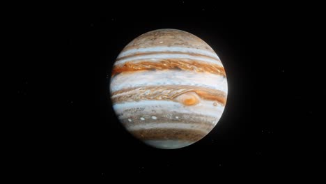 medium shot zooming in on planet jupiter with detailed animated surface and clouds